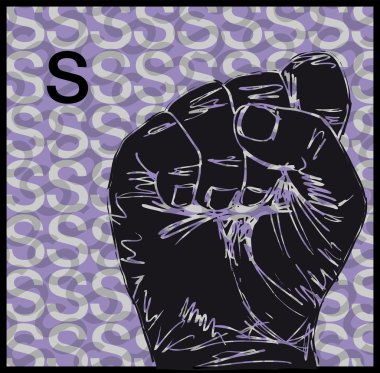 Sketch of Sign Language Hand Gestures, Letter S. Vector illustration clipart