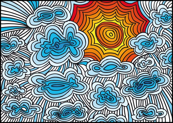 Σκίτσο του ήλιου και τα σύννεφα. εικονογράφηση φορέας — Διανυσματικό Αρχείο