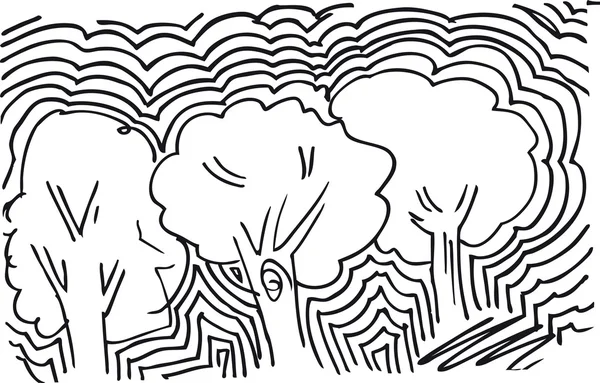 Schizzo astratto dello sfondo degli alberi. Illustrazione vettoriale — Vettoriale Stock