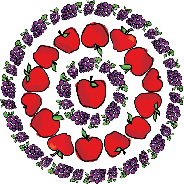 Apple & grapes. Vector illustration — Stock Vector
