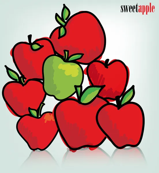 Zielone jabłko i czerwone jabłko, ilustracji wektorowych — Wektor stockowy