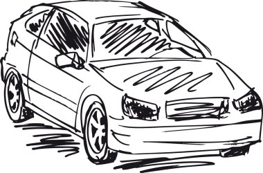 Sketch of 3 cars. Vector illustration clipart