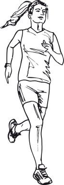 Sketch of female marathon runner. Vector illustration clipart