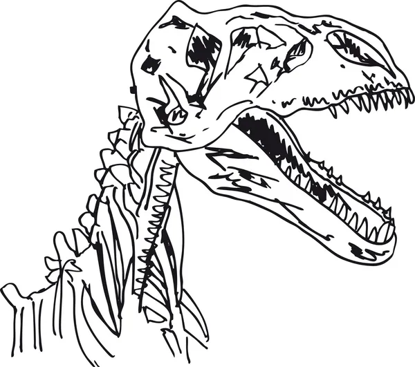 Sketch of Dinosaur fossil. Ilustración vectorial — Vector de stock
