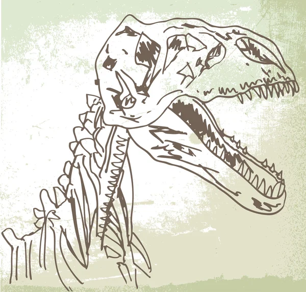 草绘的恐龙化石。矢量插画 — 图库矢量图片