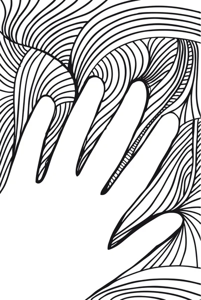Рисунок руки на абстрактном фоне. векторная иллюстрация — стоковый вектор