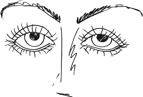 Περιγραμμένη σκίτσο κινουμένων σχεδίων στα μάτια. εικονογράφηση φορέας — Διανυσματικό Αρχείο