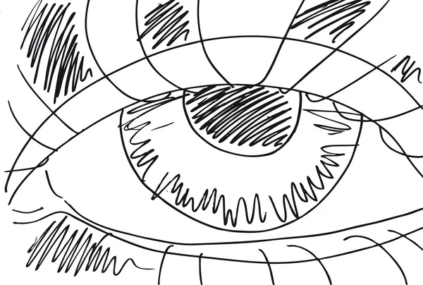 Обрисованный эскиз абстрактных глаз. Векторная иллюстрация — стоковый вектор