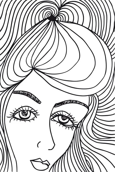 Esbozo abstracto de cara de mujer. Ilustración vectorial . — Vector de stock