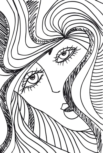 Абстрактний ескіз обличчя жінки. Векторні ілюстрації . — стоковий вектор