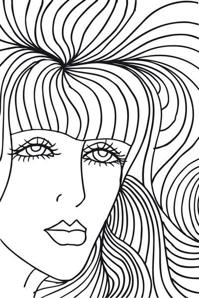 Esquisse abstraite du visage de femme. Illustration vectorielle . — Image vectorielle