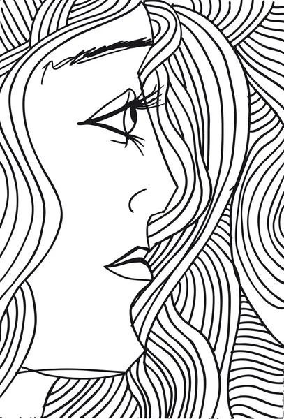 女人脸的抽象剪影。矢量插画. — 图库矢量图片