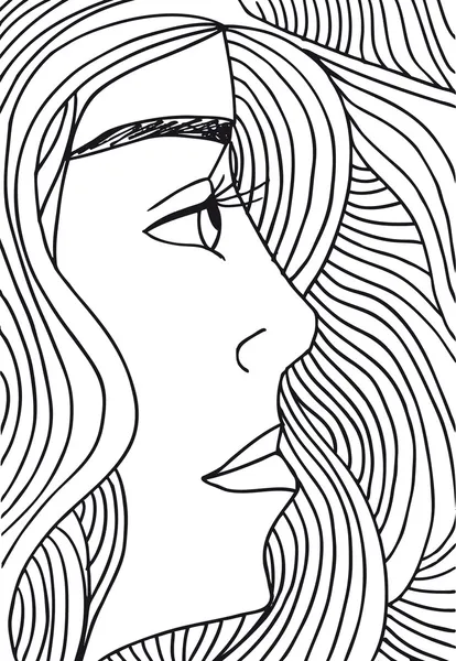 Streszczenie szkic twarz kobiety. Ilustracja wektorowa. — Wektor stockowy