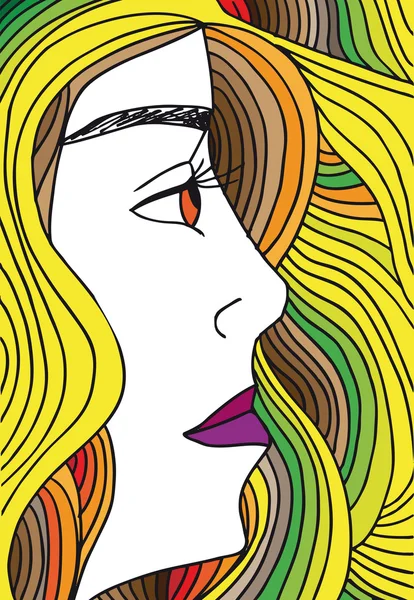 Esbozo abstracto de cara de mujer. Ilustración vectorial . — Archivo Imágenes Vectoriales