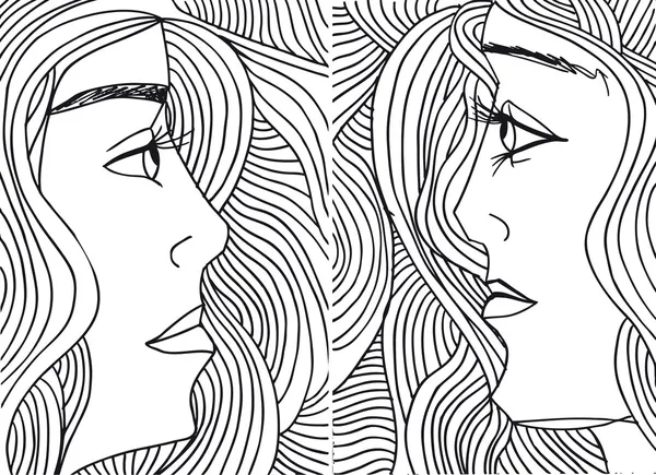 Abstracte schets van vrouwen gezicht. vectorillustratie. — Stockvector
