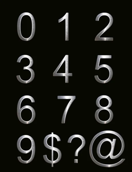 Conjunto de números y símbolos cromados —  Fotos de Stock