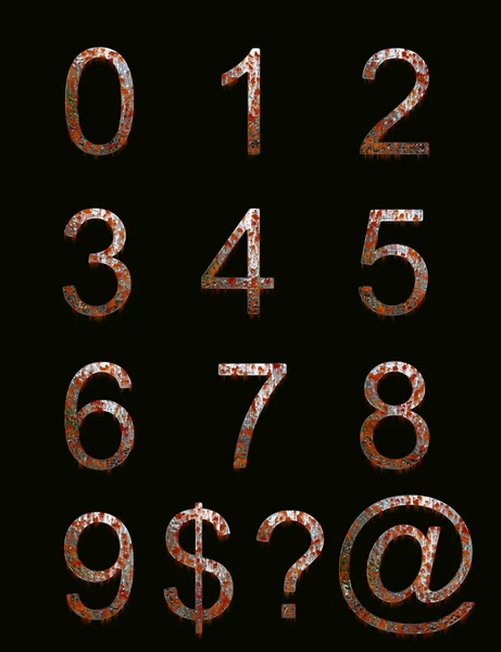 ตัวเลขและสัญลักษณ์ของผลกระทบโลหะสนิม — ภาพถ่ายสต็อก