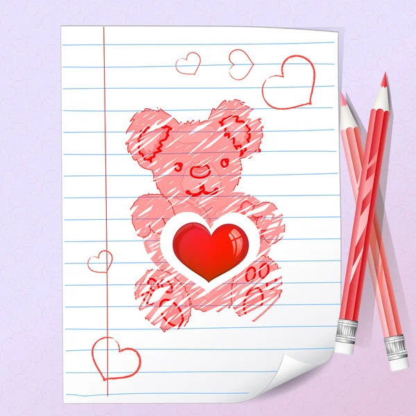 Drawing teddy bear — Stock Vector