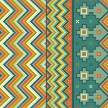 Zigzag pattern with accents of ethnic motifs clipart