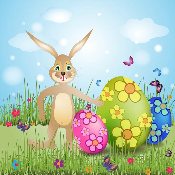 Biglietto di Pasqua con coniglietto — Vettoriale Stock