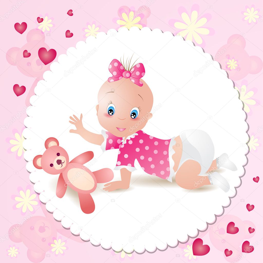 Baby girl with teddy bear