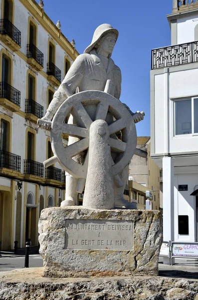 Statue in the port of ibiza — Stock Photo, Image