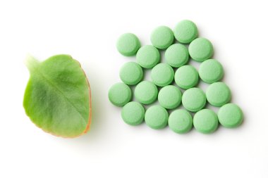 Green leaf and pills clipart