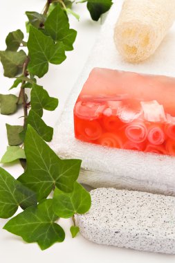 Rose soap with bath items and ivy clipart
