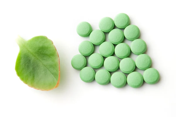 stock image Green leaf and pills