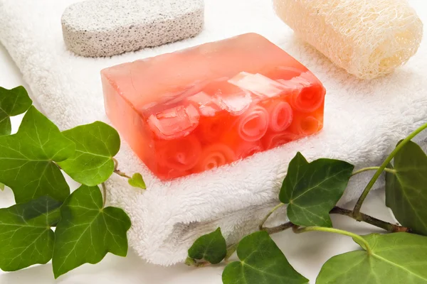 stock image Soap rose and bath items