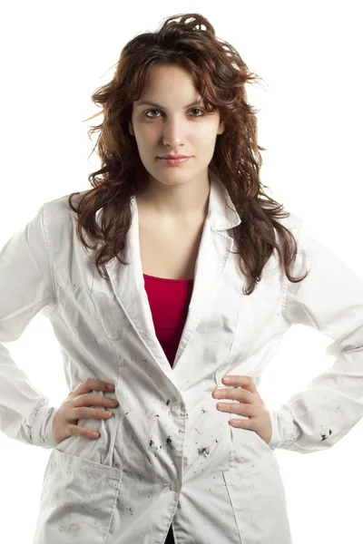 Mulher confiante com casaco branco — Fotografia de Stock