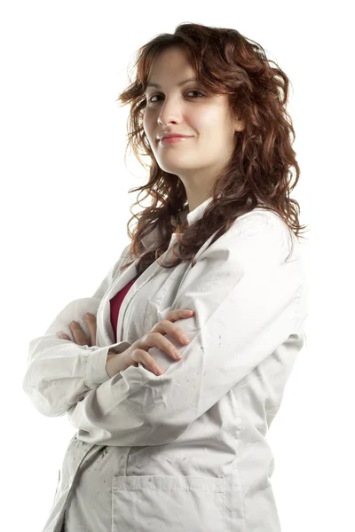 Confident Woman with White Coat — Stock Photo, Image