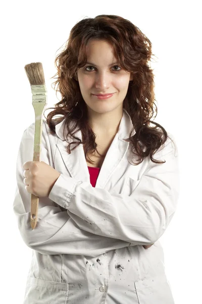 Confident Woman Painter with Brush — Stock Photo, Image