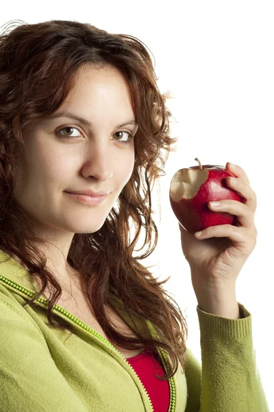 Woman with Red Apple — Stock Photo, Image