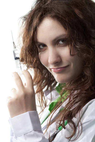 Woman Doctor with Syringe — Stock Photo, Image