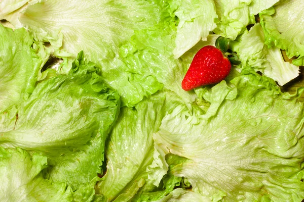 Strawberry on Salad — Stock Photo, Image