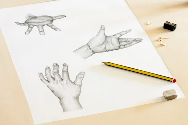 Tekening menselijke handen — Stockfoto