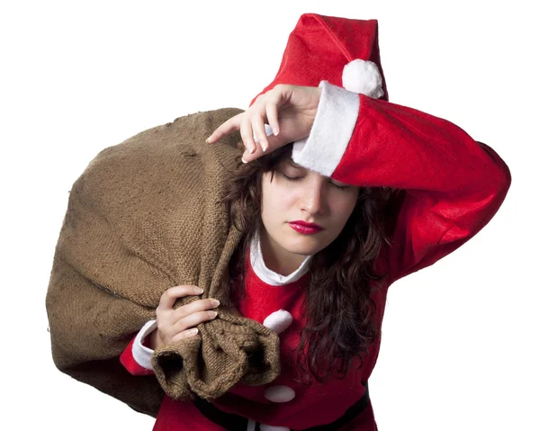 Tired Santa Woman — Stock Photo, Image
