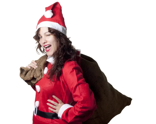 Winking Santa Woman — Stock Photo, Image