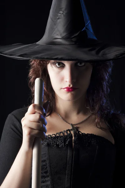 Witch with Broom — Stock Photo, Image
