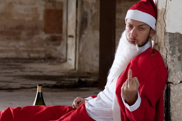 Santa Showing Middle Finger — Stock Photo, Image
