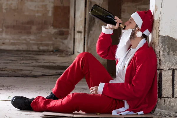 Babbo Natale alcolista — Foto Stock