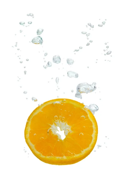 Orange in water with air bubbles — Stock Photo, Image