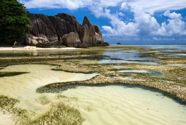 Golden Bay on the island of La Digue clipart