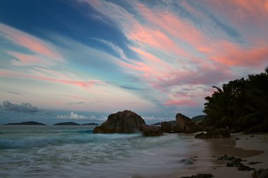 Pink clouds in the Seychelles clipart