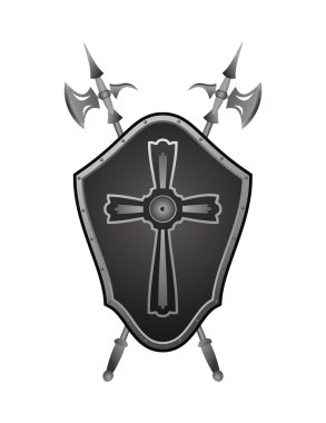 Historical shield with axes clipart