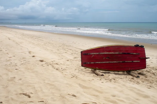 stock image Brazilian Jangada on beach of Morro Branco