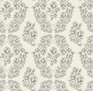 Seamless rose pattern- grey