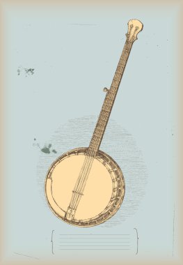 Banjo drawing- traditional instrument clipart