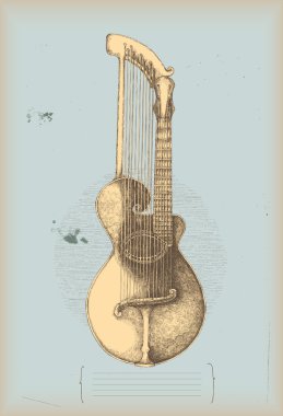 Harp guitar -music instrument clipart